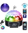 GloboStar® 79602 LED Party Disco Μπάλα με Περιστρεφόμενα Φωτορυθμικά Εφέ Πολύχρωμη RGB DMX512 20W με Sound Control Activated Εφέ και με Ασύρματο Χειριστήριο AC 230V IP20 Φ17 x Υ15cm